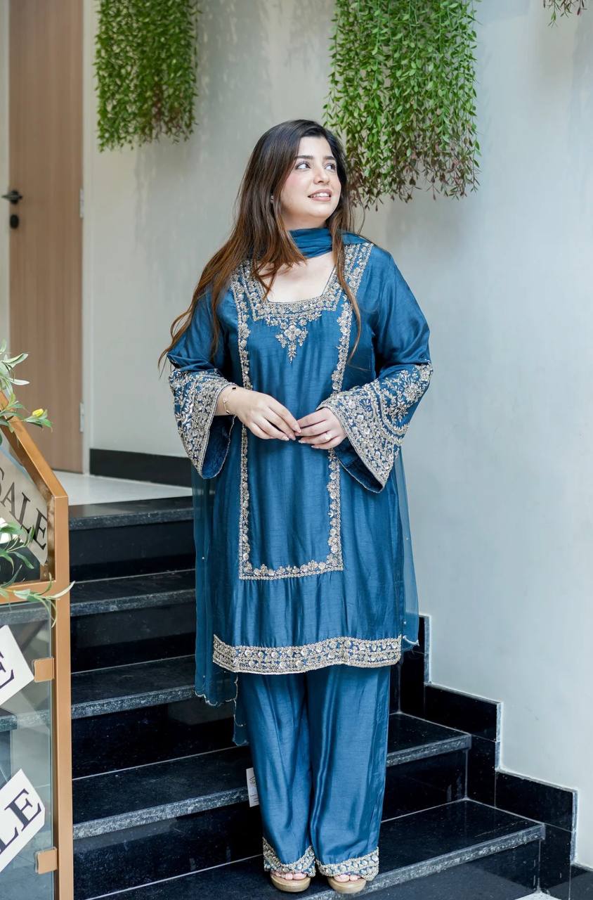 Regal Embroidered Tussar Silk Suit
