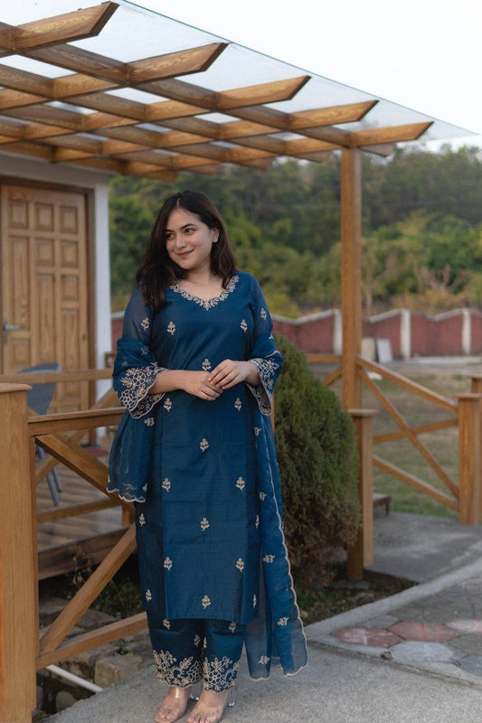 Elegant Embroidered Punjabi Suit Set with Dupatta