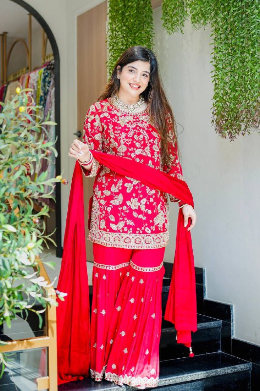 Heavy Embroidered Designer Sharara Suit with Dupatta