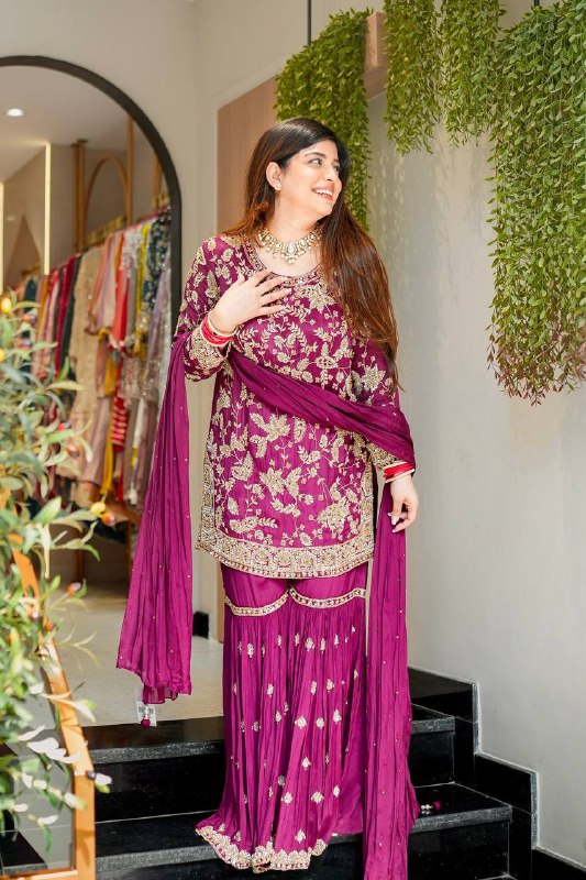 Heavy Embroidered Designer Sharara Suit with Dupatta